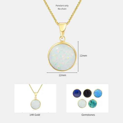Miniatura 7 de Collar de Piedras Preciosas de Oro de 14K para Mujer - Collares de Oro Sólido - Collar con Colgante de Oro - Collar Llamativo de Oro para Mujer