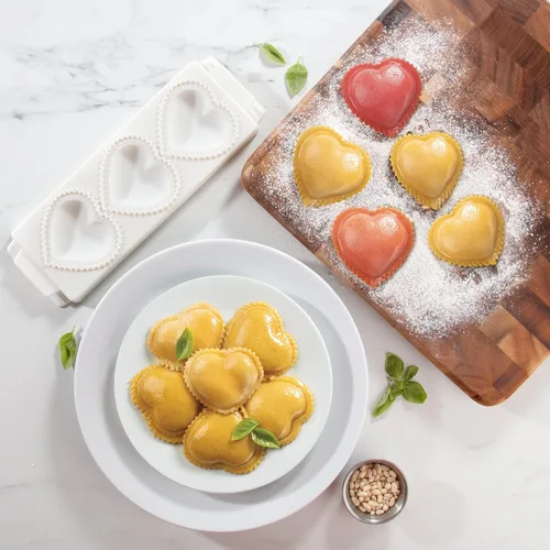 Miniatura 6 de Moldes para ravioles de corazón jumbo de 3 pulgadas, 2 unidades, máquina de pasta rellena casera, bandeja de 2 piezas y prensa para hacer 3 raviolis