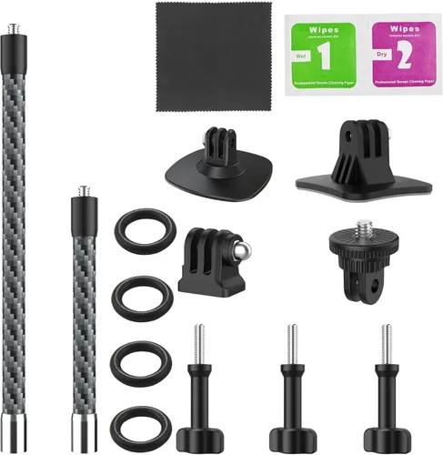 Kit de brazo de extensión de fibra de carbono para casco de montaje en poste de metal para GoPro Hero 13/12/11/10/9/8/7/6/5 negro, Insta360 X5 / X4