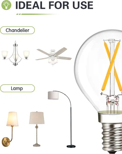 Miniatura 4 de Bombilla LED G16.5 E12 G16 1/2 bombilla LED redonda equivalente a 25 W, blanco cálido suave 3000K AC120V 200lm 2W G50 bombillas LED para ventilador