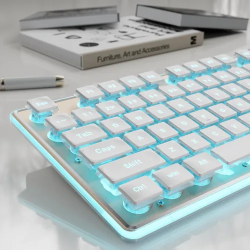 Miniatura 11 de SEUNKWANG EWEADN GX710S Teclados Retroiluminados para Computadora, Teclado USB con Cable con Retroiluminación Blanca, Panel de Metal, Plug and Play