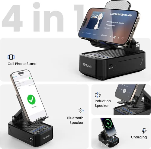 Miniatura 2 de Soporte para teléfono celular con altavoz Bluetooth de inducción inalámbrica instantánea, sin necesidad de emparejamiento Bluetooth, conexión en 1