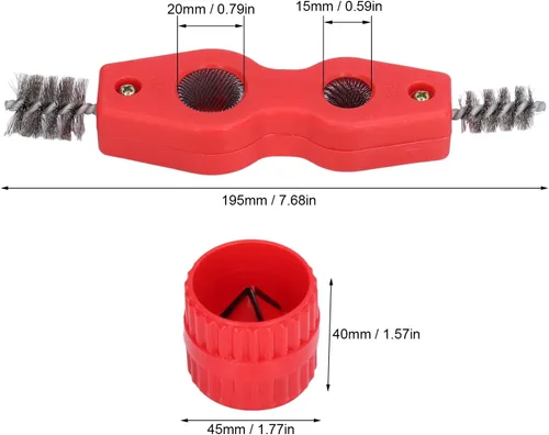 Miniatura 2 de Juego de limpiador y escariador de tuberías de cobre, cepillo de desbarbado 4 en 1 para soldadura de plomeros, incluye 2 limpiadores de tuberías