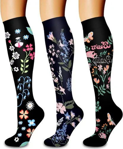 Miniatura 102 de Paquete de 3 pares de calcetines de compresión médica para mejorar la circulación de mujeres y hombres, para correr, hacer deporte y amamantar
