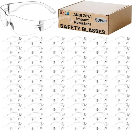 Miniatura 8 de 50 lentes de seguridad unisex a granel de 8 colores transparentes con ANSI Z87.1, resistentes a impactos y arañazos, lentes de sol de seguridad