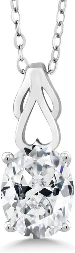 Miniatura 129 de Gem Stone King Collar de plata de ley 925 con piedra natal ovalada de 0.354 x 0.276 in Collar con colgante solitario para mujer Con cadena