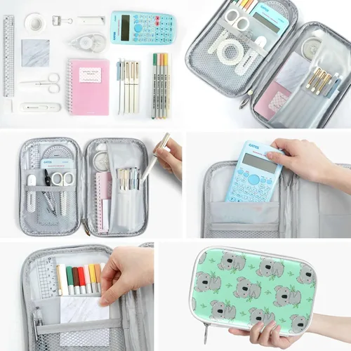 Miniatura 3 de Lindo Koala hojas verdes bolsa de lápices con cremallera organizador de lápices estacionario bolsa de maquillaje cosmético bolsa para la escuela