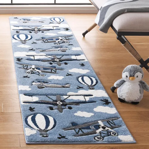 Miniatura 7 de SAFAVIEH Carousel Kids Collection - Alfombra decorativa de 2 pies 3 pulgadas x 4 pies, gris claro y rojo, no desprende pelusa y de fácil cuidado