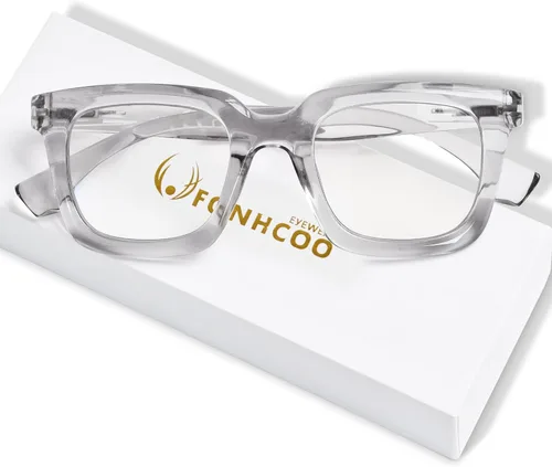 Miniatura 8 de FONHCOO Lentes de lectura para mujeres y hombres, bloqueo de luz azul, cuadrados, elegantes, para lectura de computadora con bisagra de resorte