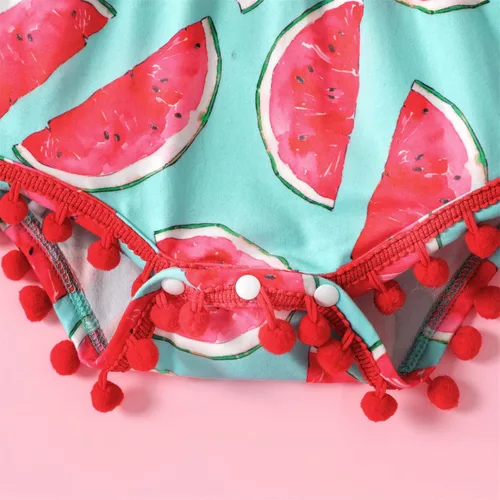 Miniatura 5 de PATPAT Mameluco floral sin mangas con borlas y pompón para bebé, conjunto con diadema de 0 a 18 meses
