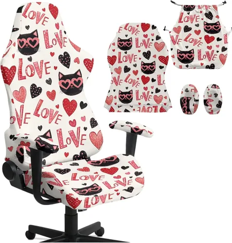 Miniatura 18 de Heart Gaming Chair Cover for Desk Chair Stretchy Armrest Covers Washable Ergonomic Office Seat Cover Dustproof Gaming Chairs Easy to Fit Home Office