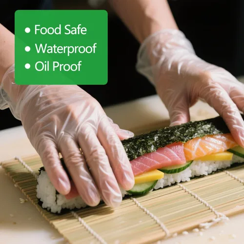 Miniatura 4 de Disposable Latex-Free Vinyl Exam Gloves Food Safe, 4mil Heavy Duty Food Prep Clear Rubber Gloves