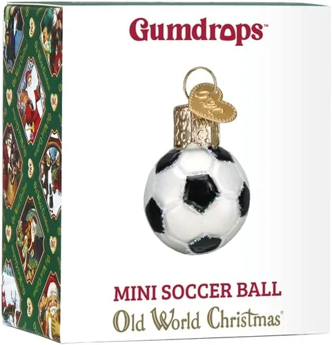 Miniatura 6 de Old World Christmas Gumdrops - Mini bola de fútbol soplada de cristal para árbol de Navidad, decoración navideña hecha a mano, colección deportiva