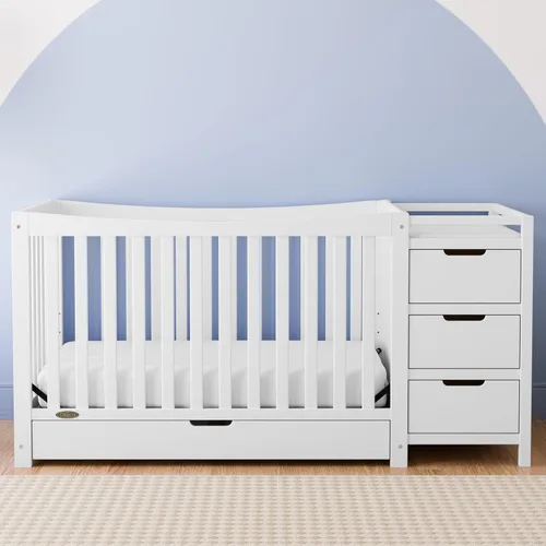 Miniatura 2 de Graco Remi - Cuna convertible 4 en 1 y cambiador (blanco) – Certificado GREENGUARD Gold, se adapta a colchón de cuna estándar, se convierte en cama
