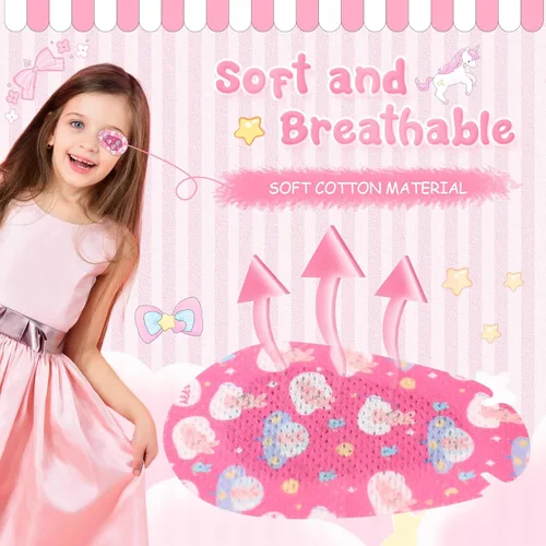 Miniatura 3 de Copkim 100 parches adhesivos para los ojos para niños y niñas, lindo parche para ojos de niños pequeños, colorido y transpirable, parche perezoso