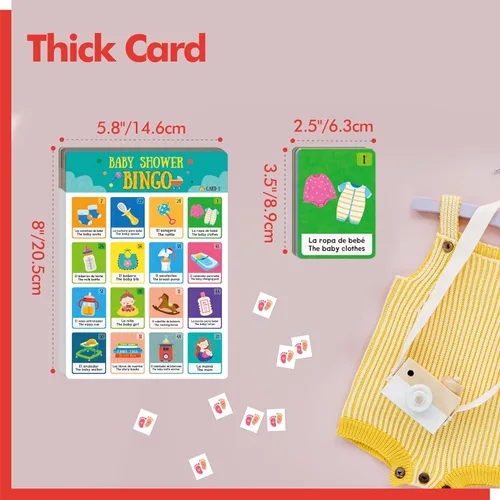 Miniatura 4 de Gethelud Juego de bingo para baby shower, 25 tarjetas de bingo bilingües en español e inglés para fiesta de revelación de género, baby shower