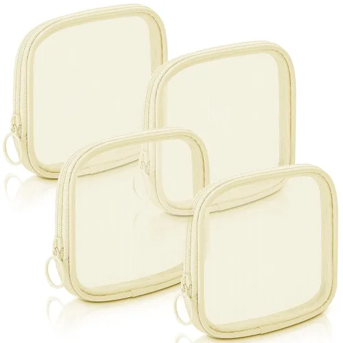 Miniatura 32 de Weewooday 4 piezas Bolsa de maquillaje de malla Bolsa de cosméticos de malla Bolsa de viaje para artículos de tocador con cremallera Mini bolsa