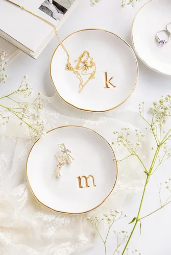 Miniatura 5 de COLLECTIVE HOME - Bandeja de cerámica para joyas, plato decorativo para anillos, aretes, collares, pulseras, llaves de reloj, regalo de cumpleaños