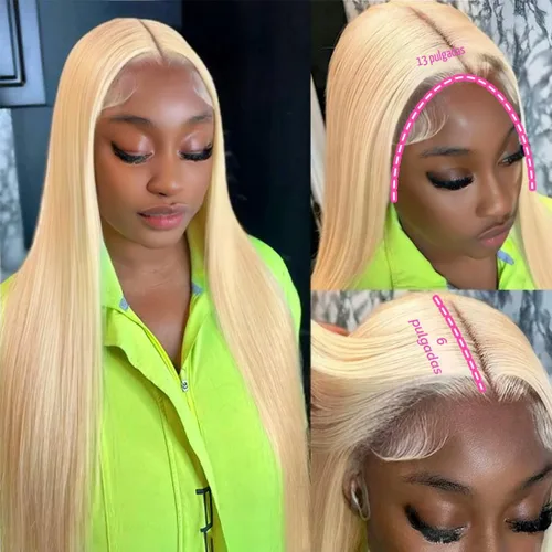 Miniatura 5 de Peluca de cabello humano 613 con encaje frontal 13x6 HD transparente densidad 180% rubia, pelucas de cabello humano con encaje frontal Peluca