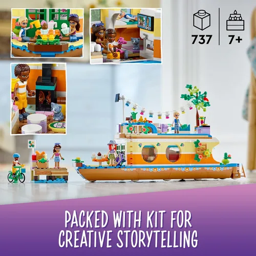 Miniatura 3 de LEGO Friends Canal Houseboat 41702 Kit de construcción; viene con 4 mini muñecas incluyendo Mia y 1 juguete de animal; regalo de cumpleaños