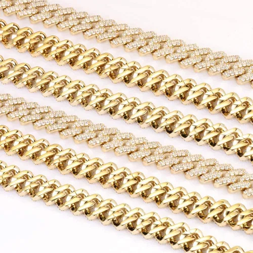 Miniatura 5 de Collar o pulsera chapada en oro de 14 quilates con eslabones cubanos de Miami de 0.47 pulgadas (personalizable)