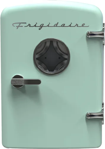 Frigidaire EFMIS171 Mini refrigerador retro portátil personal - Ideal para casa, oficina o dormitorio - Incluye asa de transporte, cargador de Verde