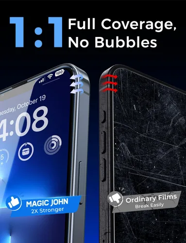 Miniatura 7 de MAGIC JOHN Paquete de 2 protectores de pantalla de vidrio templado para iPhone 13 Pro Max/iPhone 14 Plus de 6.7 pulgadas, instalación automática