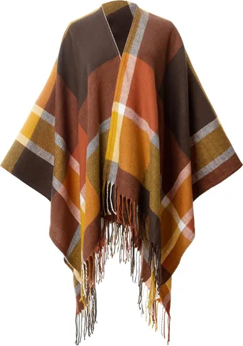 Miniatura 3 de Moss Rose Chal de viaje para mujer, capa tipo poncho de frente abierto para otoño e invierno