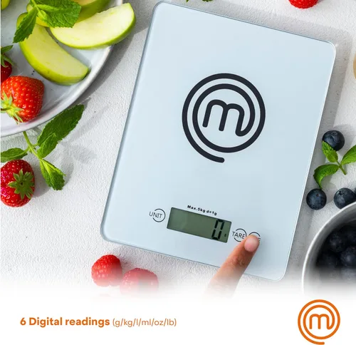 Miniatura 3 de MasterChef Báscula digital de alimentos gramos y onzas para cocina, báscula portátil de peso de alimentos con pantalla LCD para hornear y cocinar