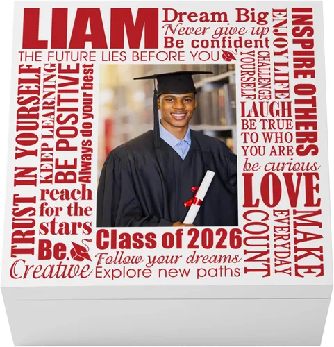 Miniatura 19 de Let's Make Memories Caja de recuerdos personalizada, para la clase de graduación de 2026 o cualquier año, caja de recuerdos de graduados