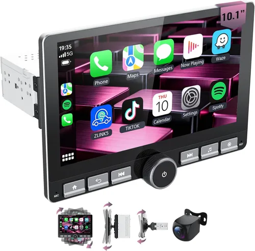 Miniatura 7 de Haudio Radio de coche de 10.1 pulgadas con pantalla táctil giratoria, Apple CarPlay inalámbrico, Android Auto, radio con pantalla táctil, navegación