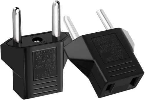 Miniatura 9 de (Negro-10 piezas) Enchufe de la UE a enchufe de alimentación de viaje, enchufe de pin redondo europeo a enchufe de viaje de Estados Unidos/Japón