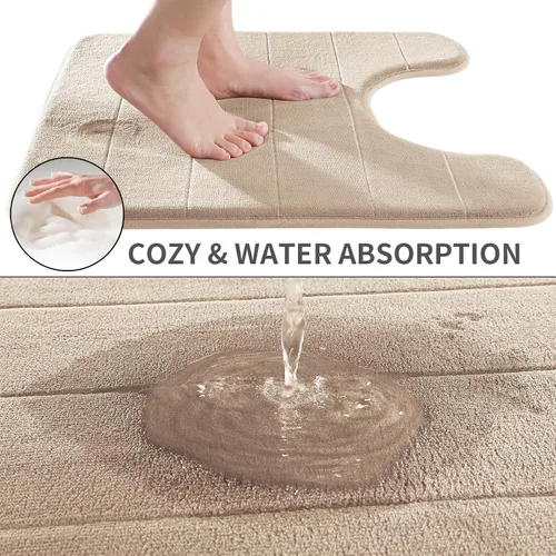 Miniatura 3 de Yimobra Alfombra de baño de espuma viscoelástica de tamaño grande de 24 x 17 pulgadas + forma de U de 24 x 20 pulgadas, suave y cómoda, súper