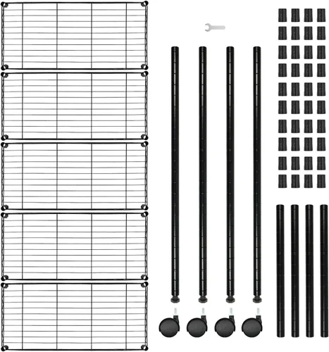 Miniatura 7 de Simple Deluxe - Estantería resistente de almacenamiento de 5 estantes, capacidad de carga de 1250 libras, 29.92" de profundidad x 13.98" de ancho x