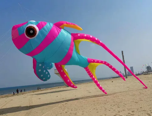 Colgante de cometa de pescado cardenal inflable suave colorido para adultos grande largo hermoso línea de cometa de pescado lavandería