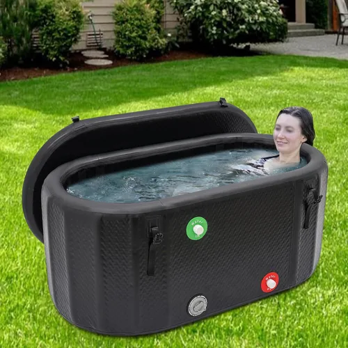Miniatura 2 de Bañera de hielo inflable para atletas, bañera de inmersión fría portátil de PVC con bomba de inflado, bañera fría de gran capacidad para exteriores