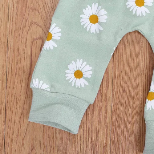 Miniatura 5 de CIYCUIT Conjunto de 3 piezas de sudadera de margaritas + pantalones + diadema, ropa infantil de otoño e invierno