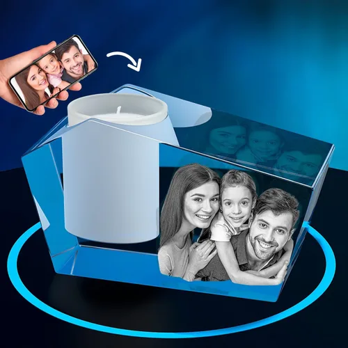 Miniatura 2 de ArtPix 3D Portavelas de fotos de cristal, regalos personalizados para mujeres, hombres, esposa, marido, mamá, grandes regalos personalizados con tu
