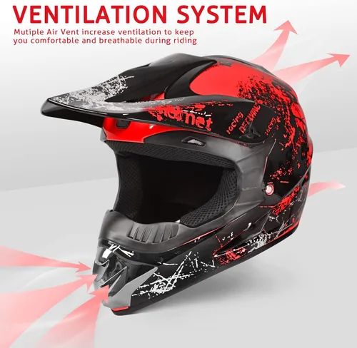 Miniatura 4 de Cascos de Dirt Bike para Jóvenes de Moda para Niños, Motocross, Motocicleta, BMX, ATV, Todoterreno, Cuatro Ruedas, Cascos Integrales para Bicicleta