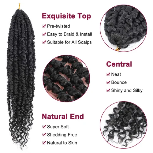 Miniatura 3 de Pelo de Passion Twist – 8 paquetes de 18 pulgadas Passion Twist Crochet para mujeres, cabello rizado pretrenzado Passion Twists extensiones de #2