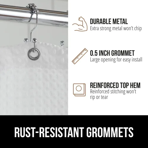 Miniatura 5 de GORILLA GRIP - Cortina para regadera de gofre, tela gruesa y con peso, 72 x 78 pulgadas, resistente a arrugas y óxido, diseño clásico de calidad