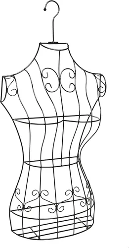 Miniatura 10 de MyGift Maniquí ajustable de metal negro de estilo vintage para mujer, soporte de exhibición de vestido de montaje en forma de perchero