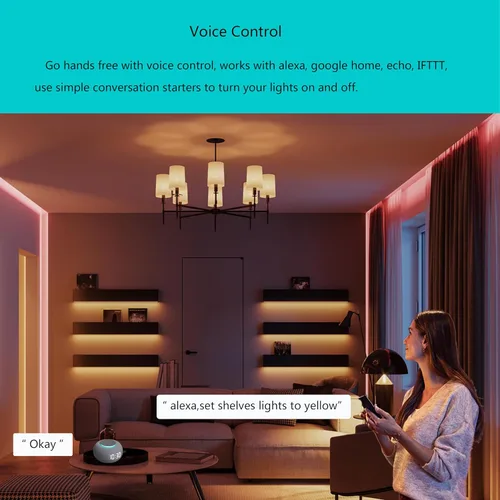 Miniatura 2 de Iluminación para debajo del gabinete, barra de luz LED RGB funciona con Alexa, Google Assistant, aplicación inteligente, 20 pulgadas, tira de luces