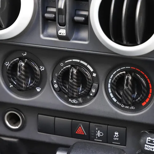 Miniatura 7 de Cubierta de botón de interruptor de aire acondicionado de fibra de carbono compatible con Jeep Wrangler JK JKU Sport X Sahara Rubicon 2007-2010