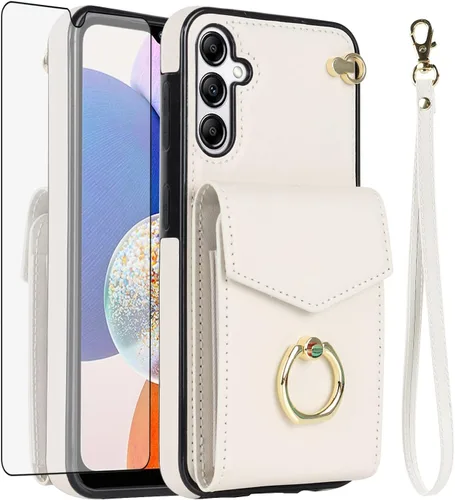 Miniatura 7 de Asuwish Funda de teléfono para Samsung Galaxy A54 5G con protector de pantalla de vidrio templado y anillo de bloqueo RFID, soporte para tarjeta