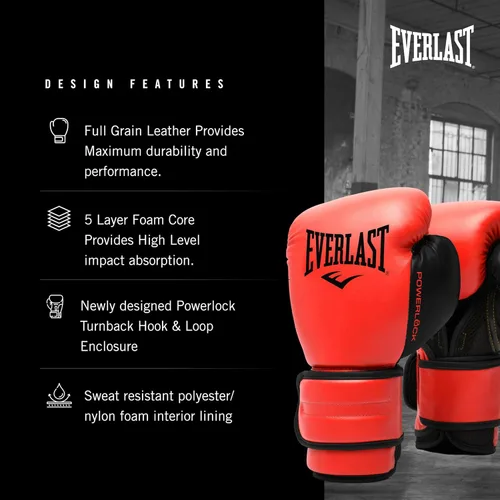 Miniatura 3 de Everlast Powerlock 2 Guantes de Boxeo con Cierre de Velcro Guantes de Entrenamiento de Combate Cierre de Velcro con Soporte Duradero para Mano