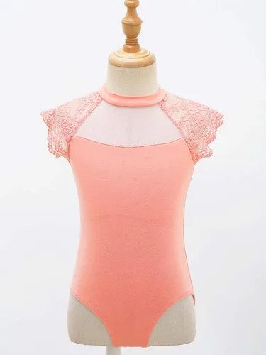 Miniatura 16 de JEATHA Leotardos de ballet para niñas, camisetas de baile, bailarina, encaje floral, con botones, entrepierna
