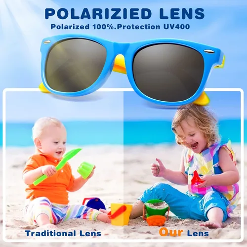 Miniatura 4 de JASPIN Lentes de sol polarizados para niños y niñas, marco flexible de goma TPEE para niños y niñas de 2 a 10 años, 100% protección UV. Gafas de sol