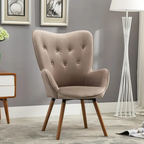 Roundhill Furniture - Silla decorativa doarnin contemporánea de terciopelo sedoso con respaldo de botones, Tela, Chocolate