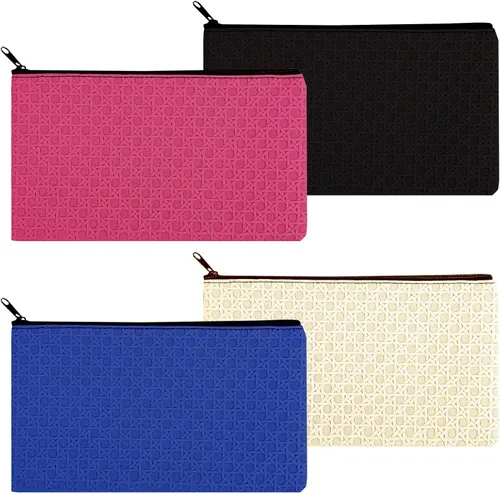Miniatura 8 de Paquete de 4 bolsas de dinero para depósitos bancarios, cartera de cuero sintético resistente con cremallera con ventana transparente, bolsa